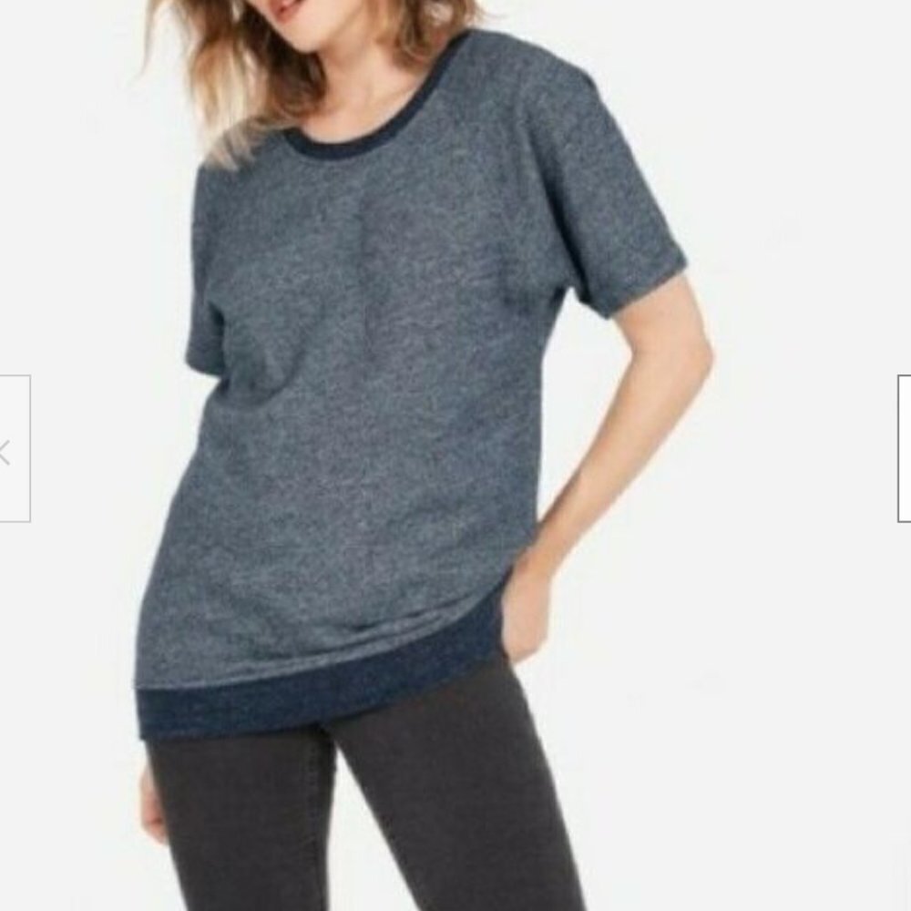 EVERLANE The Tunic Sweatshirt Marled Blue Navy Size Medium